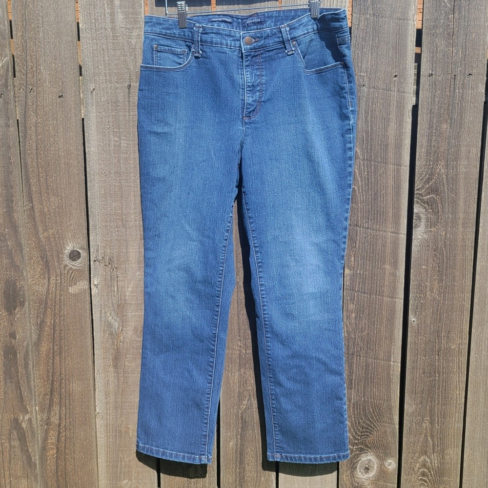 Charter Club Lexington Straight Leg Jeans Blue Denim Womens 14S Mid Rise Stretch